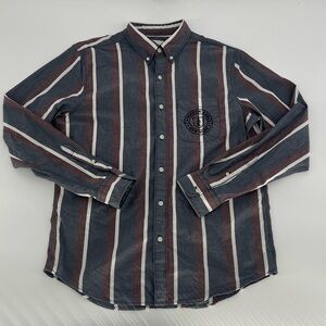 American Eagle Outfitters Striped Button-Down Shirt in Blue, Brown & White